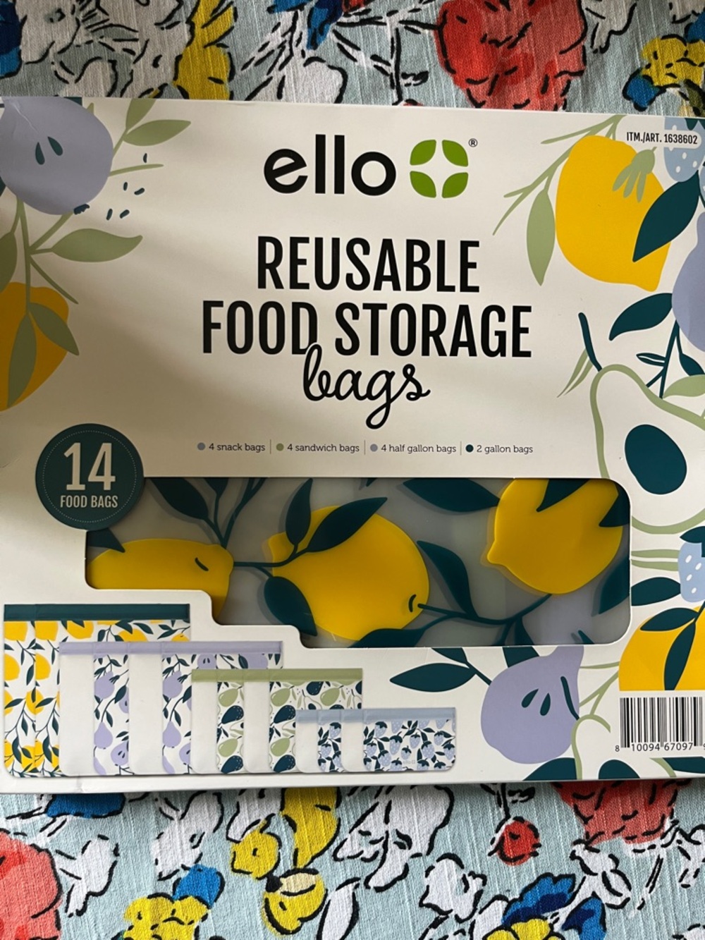 Ello Reusable Food Storage Bags — Fruit Print (14-Pack)